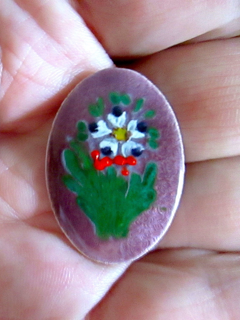 Guillouch Oval Floral 1 Vintage Enamel Cabochon