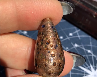 1 Multi-Colored Aventurine Gold Speckled Teardrop Glass Beads, 28mm