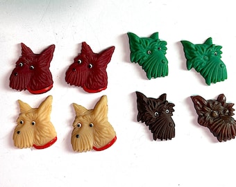 1 Vintage Hund, Welpe Glas Cabochons. 18 MM, ca. 1940er Jahre, Tschechoslowakei, 4 Farben, U-Pick, T4-01