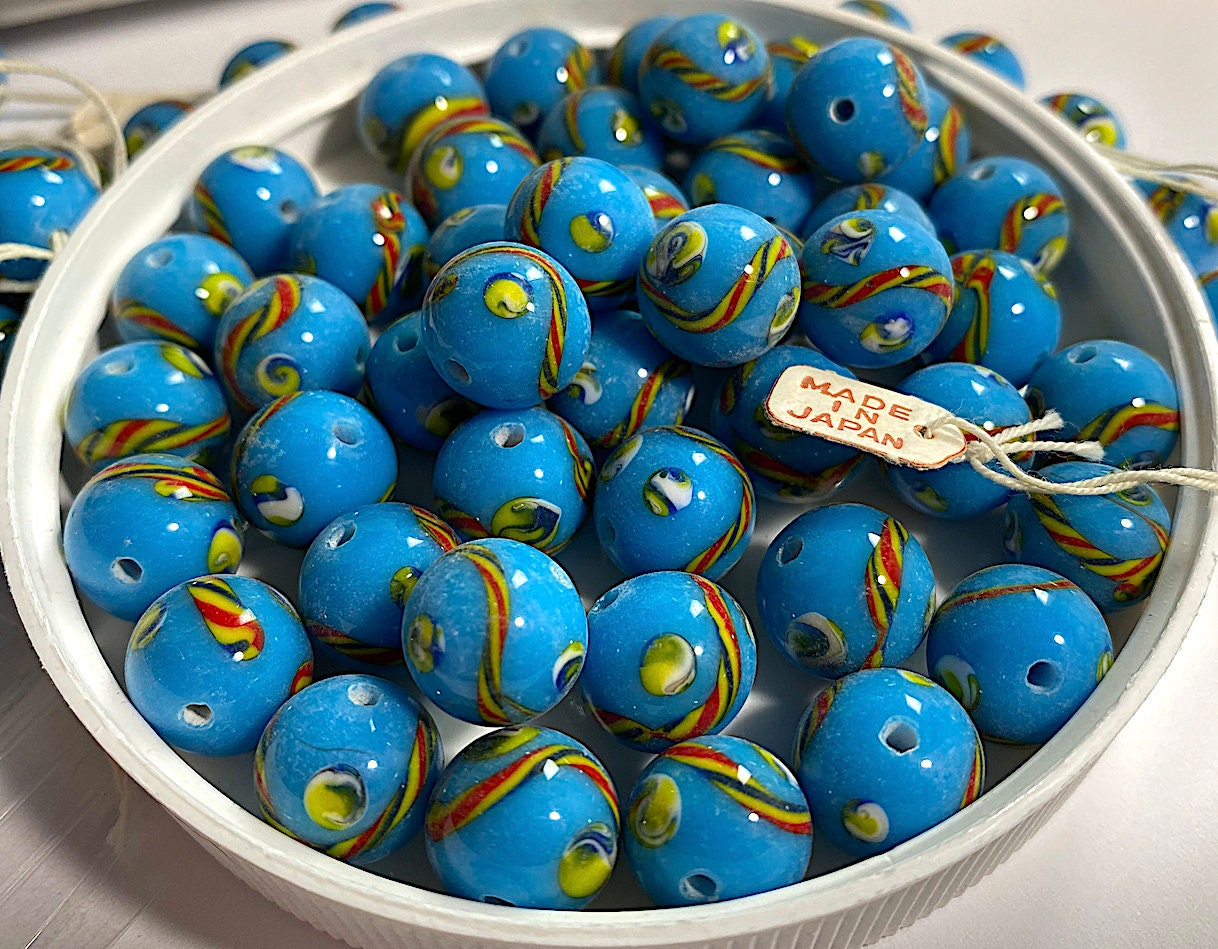 12mm Black Washed Opaque Turquoise Polynesian Round Beads, Women's