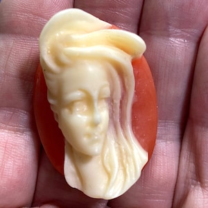 1 Kamee mit Frauen Cabochon, Rostorange Farbe, Resin/Acryl, Schmuckherstellung, C16-04