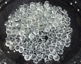 100 Clear Vintage Glass Bicone Beads, 5mm Faceted Spacer Beads for Jewelry Making