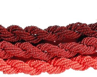 1 Hank Vintage Czech Seed Beads – Jablonec n. N., 10/0, 3 Colors: Coral, Luster Red, Dark Red, U-Pick, Approx. 20"