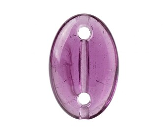 4 Vintage Swarovski Fuchsia Glass Beads, Connectors, Sew Ons, 15mm x 10mm