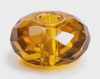 8 Vintage Topaz Crystal Rondelle Faceted Bead, 10mm