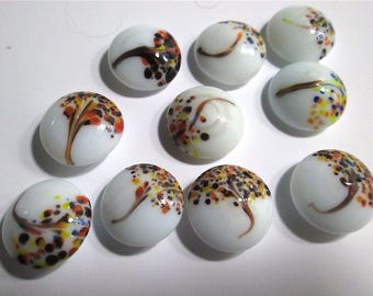 6 Japanese Vintage Round Glass Cabochons