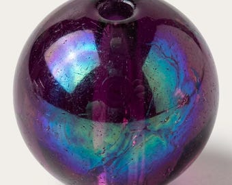 12 Purple AB Vintage Glass Round Beads, 7mm, Aurora Borealis Finish for Jewelry Making