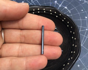 1 Hematite Long Bugle Glass Beads, 3x30mm