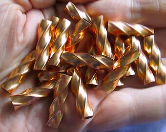 6 Copper Twist Tube Beads, Great for Enameling