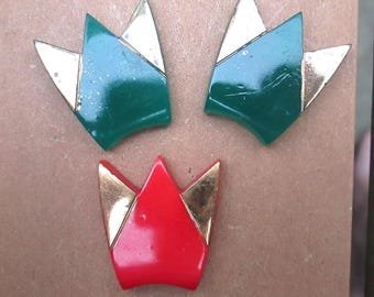 1 Vintage Glass Cabochon Crown with Gold, Circa 1930, Jewelry Component