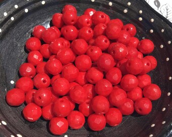 10 Vintage Red Faceted Glass Round Beads, 8mm – Jewelry Making Supplies