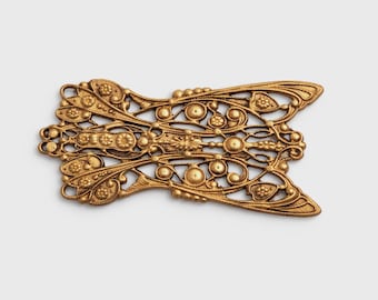 Vintage Raw Brass Art Nouveau Cast Findings, Detailed 50mm, Finding, Jewlery Component