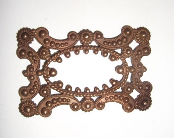 1 Vintage Brass Frame Heavy Stamping with Ornate Details, Nice Patina