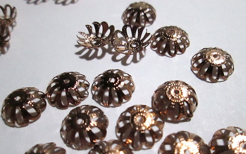 40 9.5 MM Copper Filigree Bead Caps