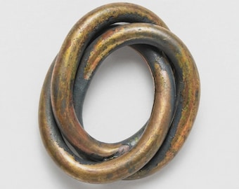 2 Vintage Oval Copper Twisted Rings, Connector, Loop, Focal Piece, Large 35 x 44mm