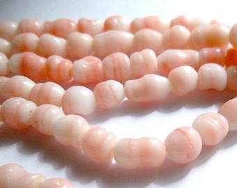 26 Petite Handmade Angelskin Baroque Glass Beads, Sizes Vary, Japan 1960