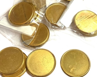 6 Vintage Round Brass Settings, Oval Settings,  Findings, Jewelry Components Inside Measurement 28mm, Sturdy