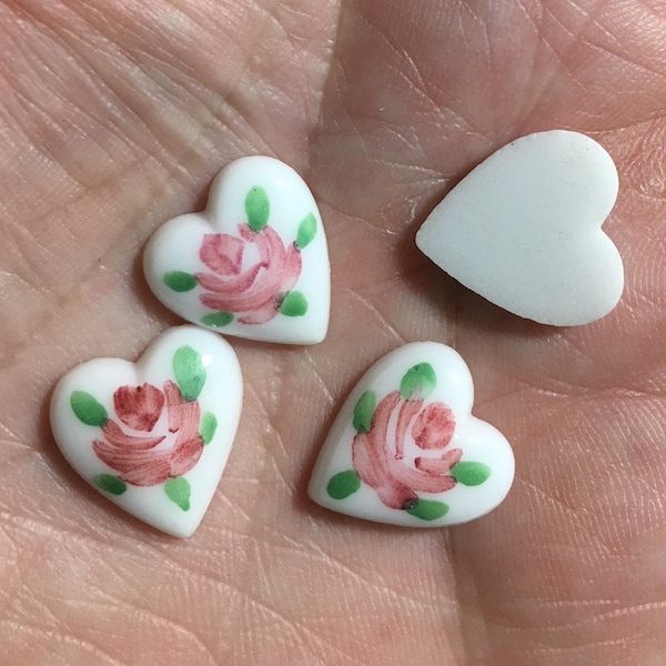 6 Vintage Hand-Painted Limoge Glass Hearts, C19-15