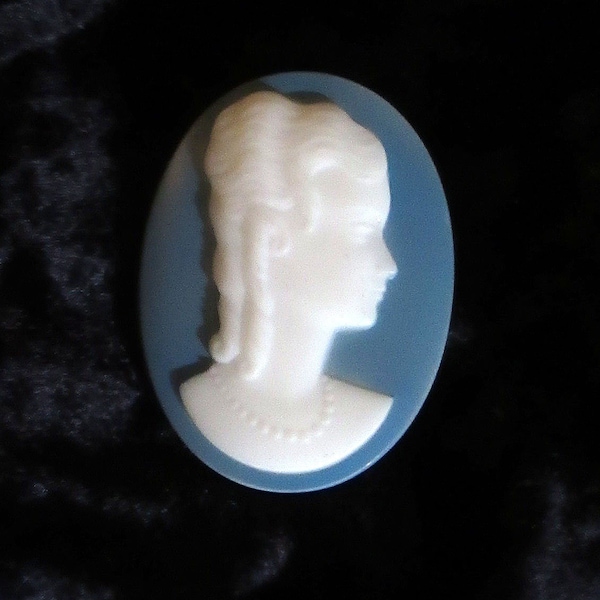 Special Price: 1 Vintage "Donna" Wedgwood Blue Lady Glass Cameo, Cabochon, C16-03