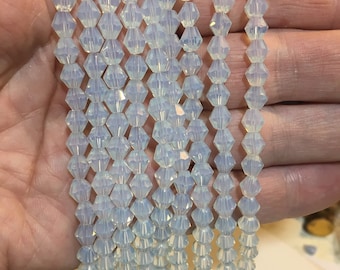 12 Opaline Glass Bi-Cone Beads, 6mm