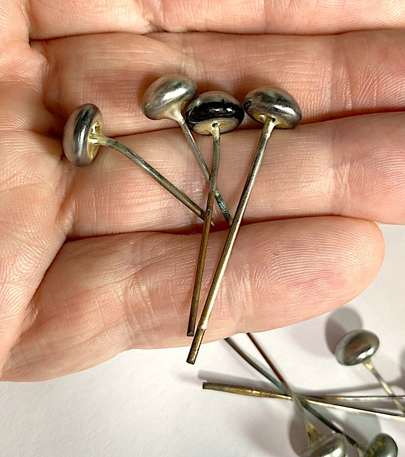 Shabby Chic 2 Lengths 6 Vintage Miriam Haskell Faux Pearl Glass Headpins U-Pick Silver Pearl 8mm Domed Topper