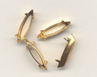 20 Navette Brass Settings for 15mm x 4mm Navettes