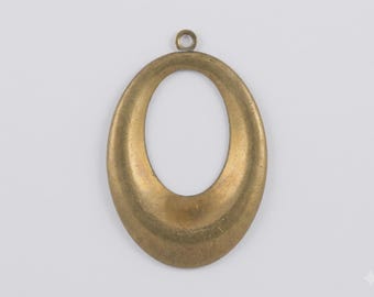 2 or 4 Vintage Brass Rounded Loop Focal Pieces with patina, Earrings, Great for Etching, Decoratating