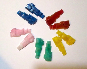 1 Vintage Art Deco Geometric Cabochons, Pressed Peking Glass, Unusual 5-Colors U-Pick, 24x9.5mm