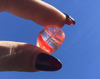 1 Swirly Hot Red Clear Givre Glass Nugget Beads, 20mm