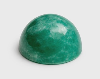 5 Vintage Glass High Domed Green Specked Cabochons, Faux Glass, 20mm in Diameter