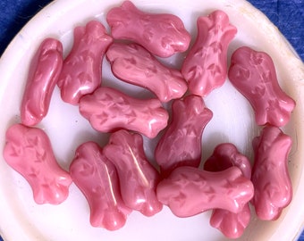 5 West German Vintage Silky Rose Glass Beads, Beautiful "Texture" Imbedded in Glass,  17x9mm