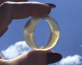 6 Vintage Translucent Opalescent Glass Oval Links, 38mm