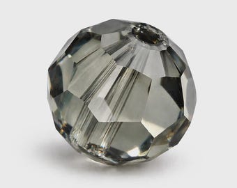 8 Rare Vintage Swarovski Art 5000 Crystal Beads - 10mm Black Diamond, Austria