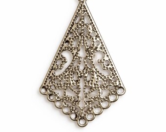 10 Bronze Toned Filligree Metal Stapings With Top Hole, 35mm