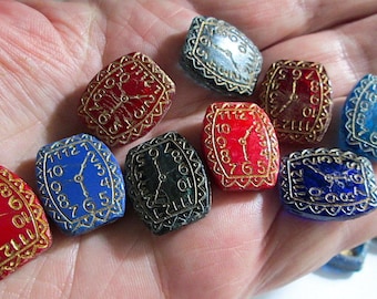 1 Vintage Czech Glass Watch Cabochon, Bead, Sew-On, 4-Hole, Czechoslovakia