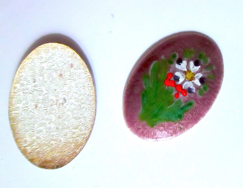 Guillouch Oval Floral 1 Vintage Enamel Cabochon