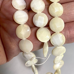 16 12mm Parelmoer Gefacetteerde Schijf Kralen, Semi Precious Carved Shell, C6-06