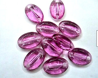 4 Vintage Swarovski Rose Glass Beads, Connectors, Sew Ons, 15mm x 10mm
