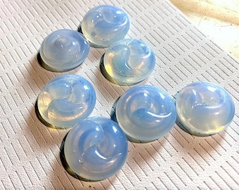 1 Vintage Opal Glass Cabochons, Swirled Pressed Design, 20mm Round Stones