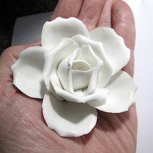 1 GROSSE Vintage Blumen Cabochon, weiße Porzellan Rose, Japan, japanisch, Shabby Chic 1950 ?