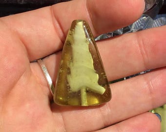 1 Large Light Translucent Givre Glass Triangle Beads, 34mm