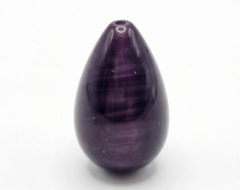 5 Purple Swirl Glass Teardrop Beads, 18mm