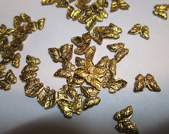 35 Tiny Brass Butterflies, Jewelry Component, Vintage Supply