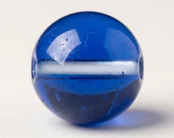 12 Translucent Sapphire. Blue Round Glass Beads, 12mm or 10.mm, U-Pick, 12mm