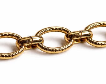 Flat 3 Ft Oval 18K Gold Plated Over Brass, Oval Cable Chain, Link Size 2mmx6mm/ 6.35mmx9mm, Craft DIY Jewelry Chain