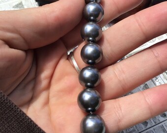 6 Dove Grey Round Glass Pearl Beads, 12x12mm