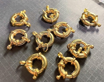 4 Modern Brass or Gunmetal Large Clasps with Retractable Lock, 15mm