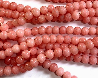 10 Vintage Handmade Petal Pink Round Glass Beads, Made in Japan,  Approx. 8mm
