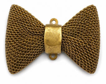4 Vintage Brass Mesh Bow Connectors, 2 Styles, Great for Hanging Charms, Earring Connectors, Focal Pieces with Patina