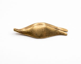 10 Brass Plated Findings, Kim Creations, Leaf Shape